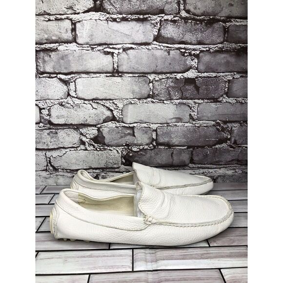 Baldinini White Leather Casual Penny Loafers Driving Shoes Men’s Sz 42EU/9M US main image 11